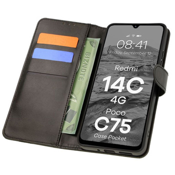 Etui z klapką Bizon Case Pocket do Xiaomi Redmi 14C 4G / POCO C75, czarne