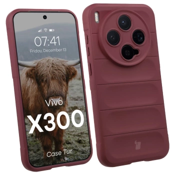 Pancerne etui Bizon Case Tur do Vivo X300, burgundowe
