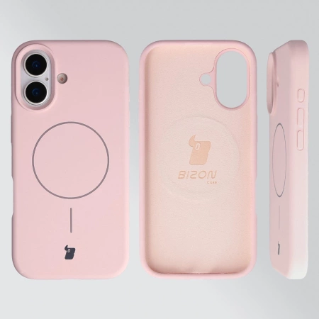 Silikonowe etui z pierścieniem magnetycznym Bizon Soft Case Magnetic do iPhone 17, jasnoróżowe