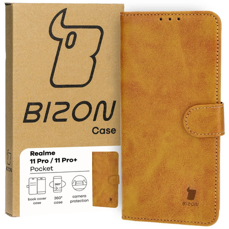 Etui z klapką Bizon Case Pocket do Realme 11 Pro / 11 Pro+, brązowe