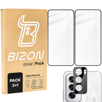 2x Szkło hartowane z ramką + szybka na aparat Bizon Edge 3D Pack do Oppo Reno 12