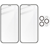 Szkło hartowane Bizon Glass Edge CF - 2 sztuki + ochrona na obiektyw, iPhone 12 Pro Max, czarne