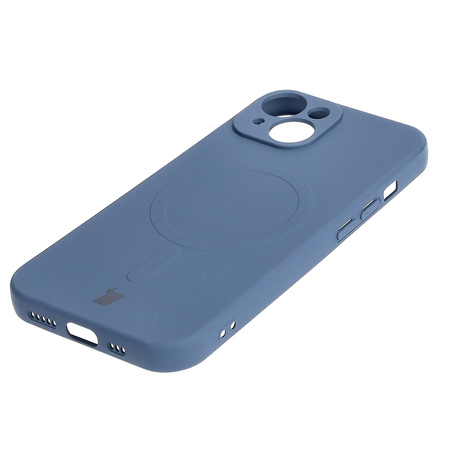 Etui silikonowe z pierścieniem magnetycznym Bizon Case Silicone Magnetic do iPhone 15, granatowe