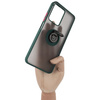 Etui z uchwytem na palec Bizon Case Hybrid Ring do Realme C33 / C30 / Narzo 50i Prime, przydymione z ciemnozieloną ramką