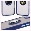Etui z uchwytem na palec Bizon Case Hybrid Ring do iPhone 16 Plus, przydymione z granatową ramką