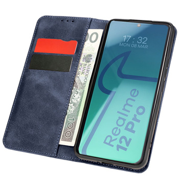 Etui z klapką Bizon Case Pocket Pro do Realme 12 Pro / 12 Pro+, granatowe