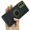 Etui z uchwytem na palec Bizon Case Hybrid Ring do Motorola Moto G42 , przydymione z zieloną ramką