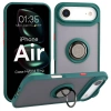 Etui z uchwytem na palec Bizon Case Hybrid Ring do iPhone Air, przydymione z ciemnozieloną ramką