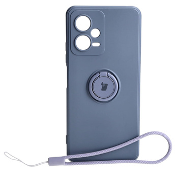 Etui Bizon Case Silicone Ring Sq do Xiaomi Redmi Note 12 5G/Poco X5, szare