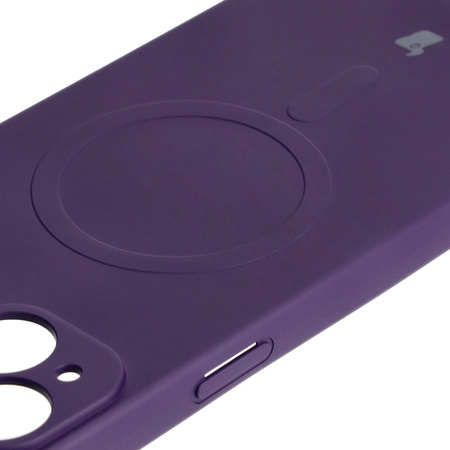 Etui silikonowe z pierścieniem magnetycznym Bizon Case Silicone Magnetic do iPhone 15 Plus, śliwkowe