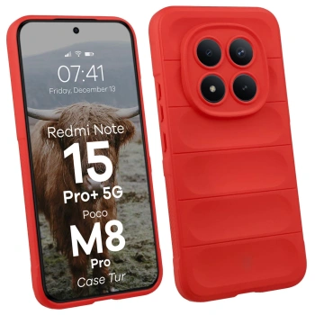 Pancerne etui Bizon Case Tur do Xiaomi Redmi Note 15 Pro Plus 5G / POCO M8 Pro 5G, czerwone