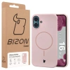 Silikonowe etui z pierścieniem magnetycznym Bizon Soft Case Magnetic do iPhone 16 Plus, jasnoróżowe