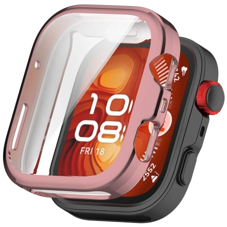 Etui z osłoną ekranu Bizon Case Watch Felipe do Huawei Watch Fit 4, różowe