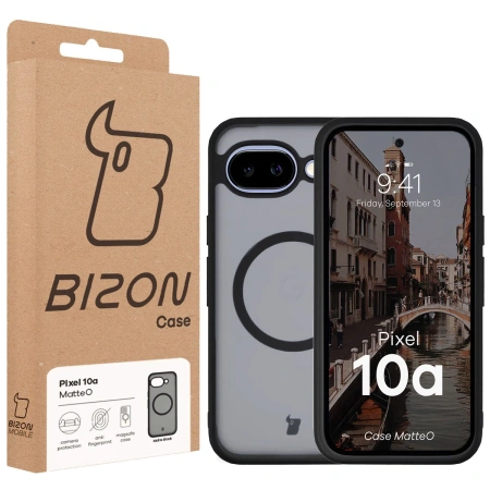 Etui z pierścieniem magnetycznym Bizon Case MatteO do Google Pixel 10a, przydymione-czarne