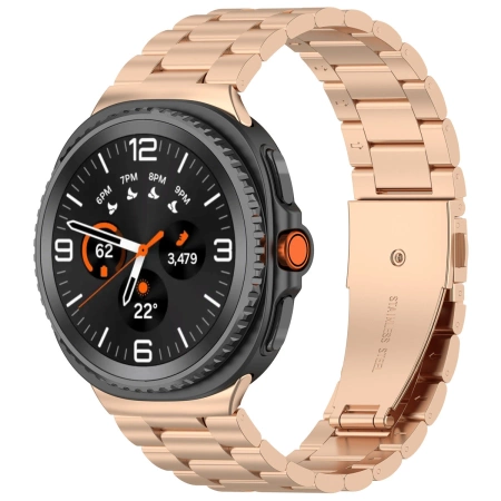 Pasek ze stali nierdzewnej Bizon Strap Watch Aura do Samsung Galaxy Watch 8 40 mm / 44 mm / 8 Classic 46 mm, różowozłoty