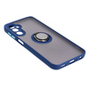 Etui z uchwytem na palec Bizon Case Hybrid Ring do Galaxy A24 4G, przydymione z granatową ramką