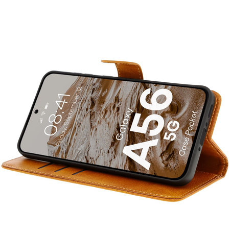 Etui z klapką Bizon Case Pocket do Galaxy A56 5G, brązowe