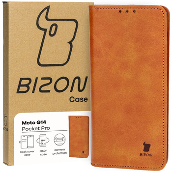 Etui z klapką Bizon Case Pocket Pro do Motorola Moto G14, brązowe