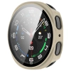 Etui ze szkłem do zegarka Bizon Case+Glass Watch do Samsung Galaxy Watch 8 44 mm, beżowe