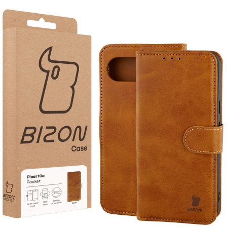 Etui z klapką Bizon Case Pocket do Google Pixel 10a, brązowe