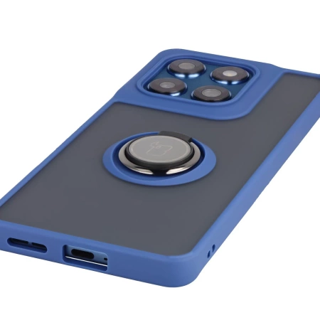 Etui z uchwytem na palec Bizon Case Hybrid Ring do Motorola Edge 60 Fusion / 60, przydymione z granatową ramką