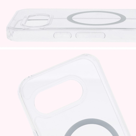 Etui z pierścieniem magnetycznym Bizon Case CrystalO do Google Pixel 9a, przezroczyste