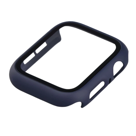 Etui ze szkłem do zegarka Bizon Case+Glass Watch do Apple Watch SE 3 / SE 2 / SE / 6 / 5 / 4 (44 mm), matowe granatowe