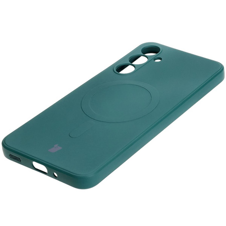Silikonowe etui z pierścieniem magnetycznym Bizon Case Silicone Magnetic Sq do Galaxy A16 4G / 5G, ciemnozielone