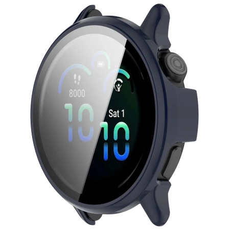 Etui ze szkłem do zegarka Bizon Case+Glass Watch do Garmin Vivoactive 6, niebieskie