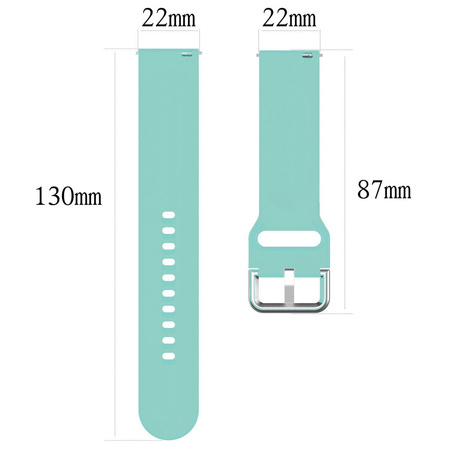 Pasek silikonowy do smartwatcha, Bizon Strap Watch Silicone Pro N, Quick Release 22 mm, turkusowy