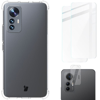 Etui + 2x szkło + obiektyw Bizon Case Clear Pack do Xiaomi 12 Lite, przezroczyste