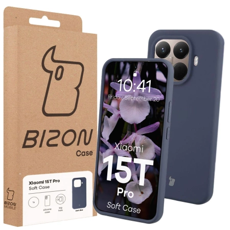 Silikonowe etui Bizon Soft Case do Xiaomi 15T Pro, ciemnoniebieskie