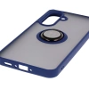 Etui z uchwytem na palec Bizon Case Hybrid Ring do Galaxy A36 5G, przydymione z granatową ramką
