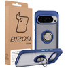 Etui z uchwytem na palec Bizon Case Hybrid Ring do Google Pixel 10 / 10 Pro, przydymione z granatową ramką
