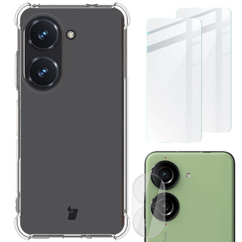 Etui + 2x szkło + obiektyw Bizon Case Clear Pack do Asus Zenfone 10, przezroczyste
