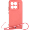 Silikonowe etui z pierścieniem magnetycznym Bizon Case Silicone Magnetic Sq do Xiaomi 15, brudnoróżowe