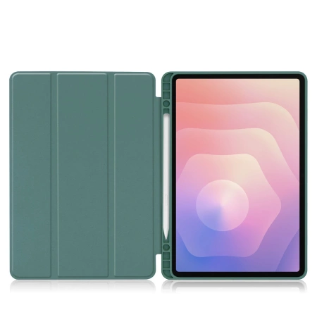 Etui z klapką Bizon Case Tab Lizard do Galaxy Tab S11, ciemnozielone