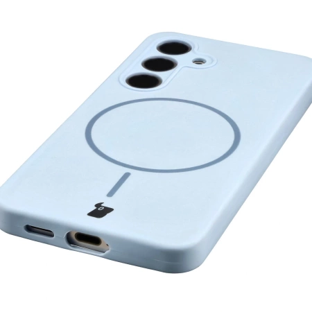Silikonowe etui z pierścieniem magnetycznym Bizon Soft Case Magnetic do Galaxy S24, błękitne