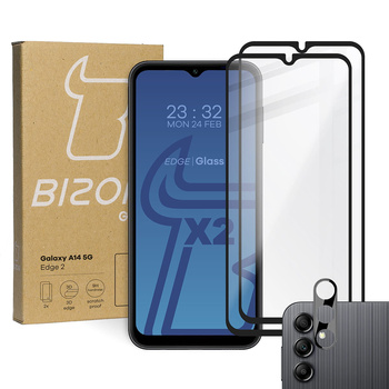 2x Szkło + szybka na aparat Bizon Edge 2 Pack do Galaxy A14 4G/5G