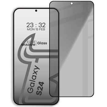 Prywatyzujące szkło hartowane Bizon Glass Edge Shadow do Samsung Galaxy S24, przyciemniane z czarną ramką