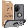 Etui z uchwytem na palec Bizon Case Hybrid Ring do Xiaomi POCO F7, przydymione z czarną ramką