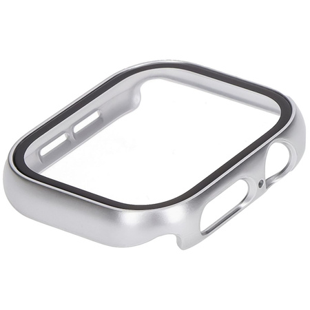 Etui ze szkłem do zegarka Bizon Case+Glass Watch do Apple Watch 11 / 10 (46mm), srebrne