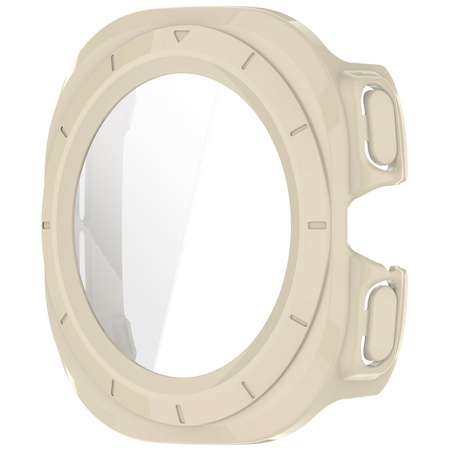 Etui ze szkłem do zegarka Bizon Case+Glass Watch do Galaxy Watch Ultra 2 / 1, beżowe