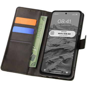 Etui z klapką Bizon Case Pocket do Motorola Moto G35 5G, czarne