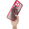 Etui z uchwytem na palec Bizon Case Hybrid Ring do iPhone 14 Pro Max, przydymione z czerwoną ramką
