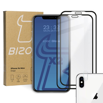 2x Szkło + szybka na aparat Bizon Edge Pack do iPhone Xs Max