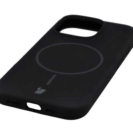 Silikonowe etui z pierścieniem magnetycznym Bizon Soft Case Magnetic do iPhone 16 Pro, czarne