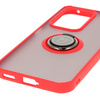 Etui z uchwytem na palec Bizon Case Hybrid Ring do Honor 200 Lite, przydymione z czerwoną ramką