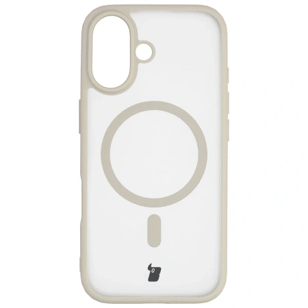 Etui z pierścieniem magnetycznym + szkło hartowane Bizon MatteO Pack do iPhone 17, przydymione-beżowe