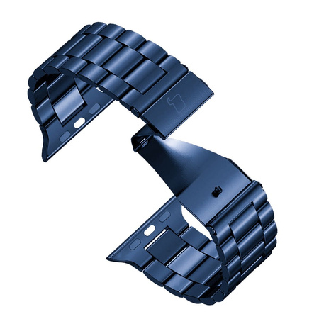 Pasek ze stali nierdzewnej Bizon Strap Watch Aura do Apple Watch 44/45/46/49 mm, niebieski